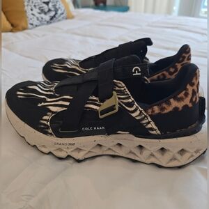 Haan 5.ZERØGRAND Monk Strap Running Shoe in the "Safari" or "Black/Safari/Ivory"